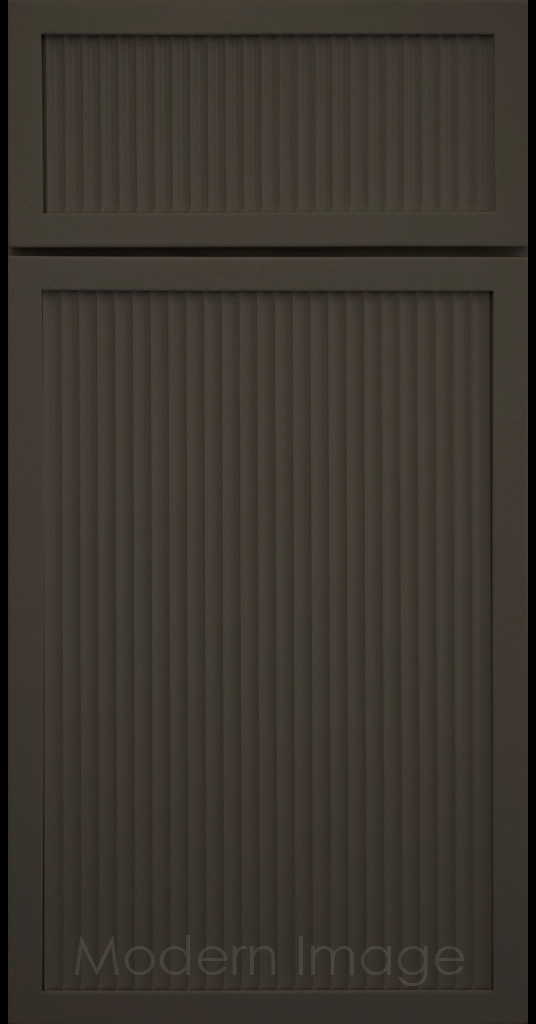 Urbane Bronze finished Arcadia Cove Cabinet Door featuring a Narrow Frame and Fluted Center Panel.